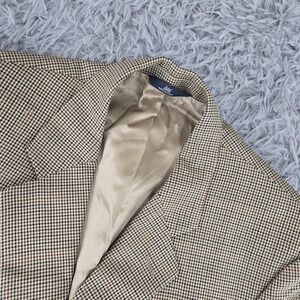 Brooks Brothers Mens 41S Tan Houndstooth‎ Silk Wool 346 Blazer 01061027